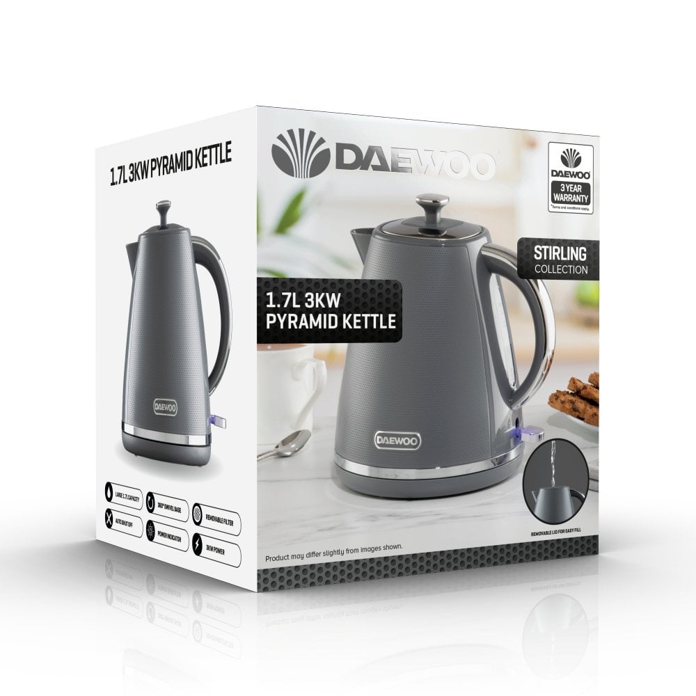 Grey Stirling 1.7L Pyramid Kettle