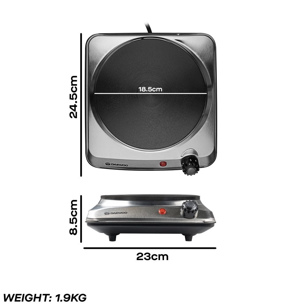 Single 1500W Stainless Steel Hot Plate Hob