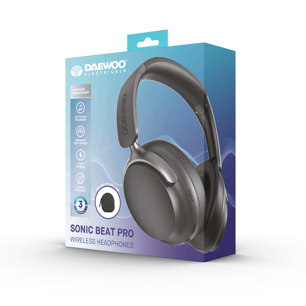 Sonic Beat Pro Bluetooth Headphones with Fast Charge & Travel Case