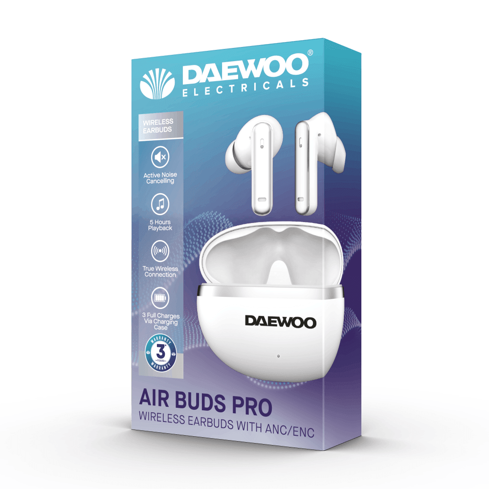 White Air Buds Pro Noise Cancelling Bluetooth Earbuds