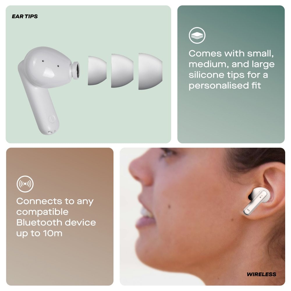 White Air Buds Pro Noise Cancelling Bluetooth Earbuds