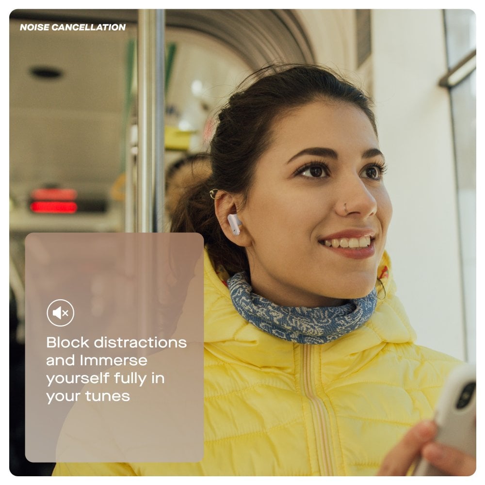 White Air Buds Pro Noise Cancelling Bluetooth Earbuds