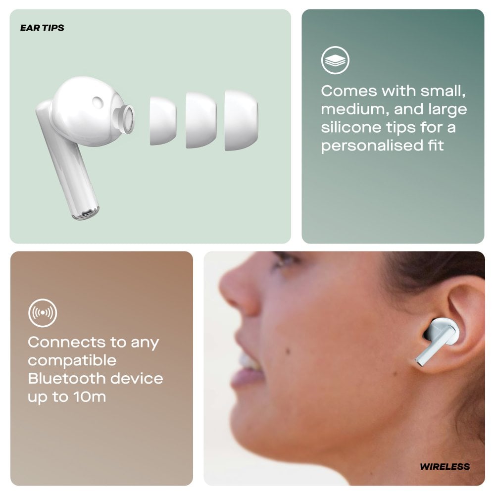 White Air Buds True Wireless Bluetooth Earbuds